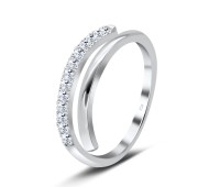 Spiral Style CZ Silver Ring NSR-2953